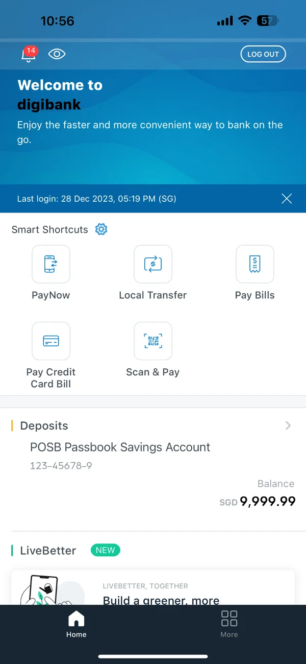 Existing POSB Simple Mode screen