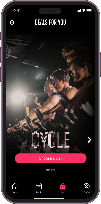 New Deals for You screen with a Cycle clip and Choose a plan