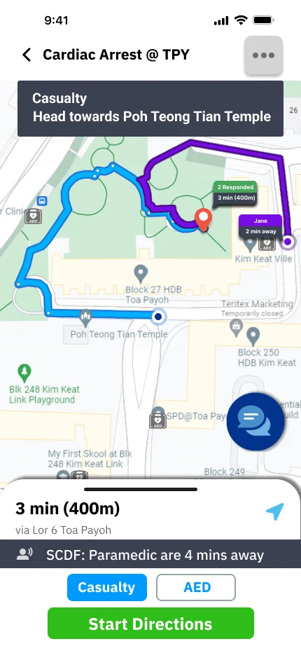 Map with casualty route