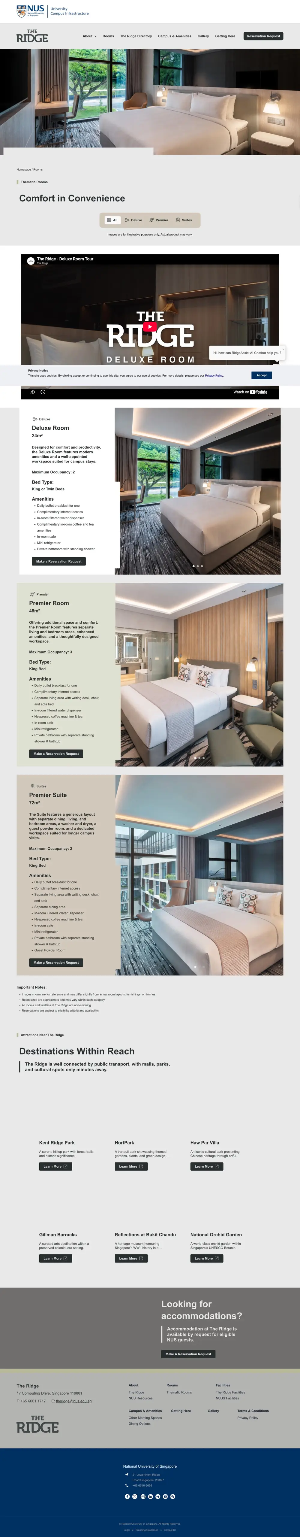 Full Rooms page of The Ridge website